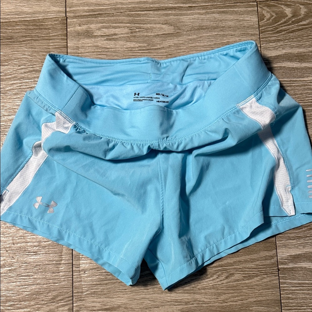 Under Armour Women's Light Blue and White Athletic Shorts